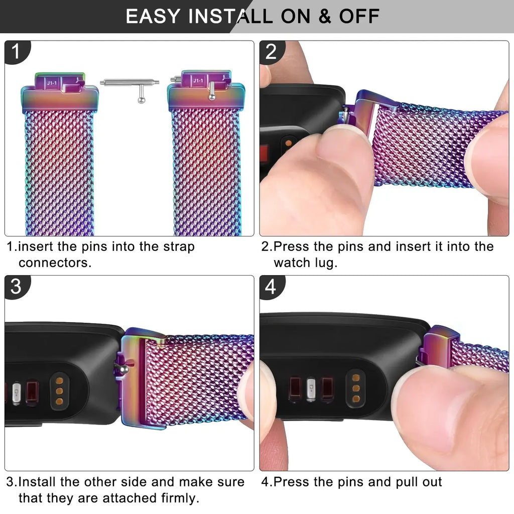 Fitbit Inspire 2, 1, HR Stainless Steel Magnetic Band - Mesh - SJB-DIAMOND ELITES