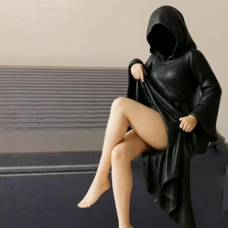 Women Statue Masked Women Desktop Ornament Mysterious Lady Statue for Desk Room Fireplace Shelf Mantel Table Entryway Lootquake LLC