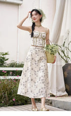 MISHOW Floral Camisole Skirt Separately Summer Adjustable Shoulder Straps Sleeveless Top Back Elastic Waist Skirts MXD14D0026