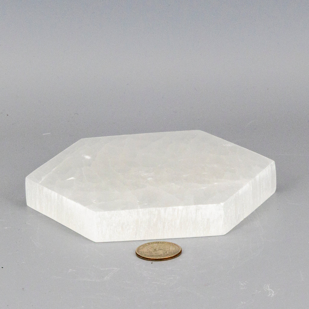 Selenite Hexagonal Charging Plate - Natural Crystal Cleansing Disc 548g Crystal Destiny