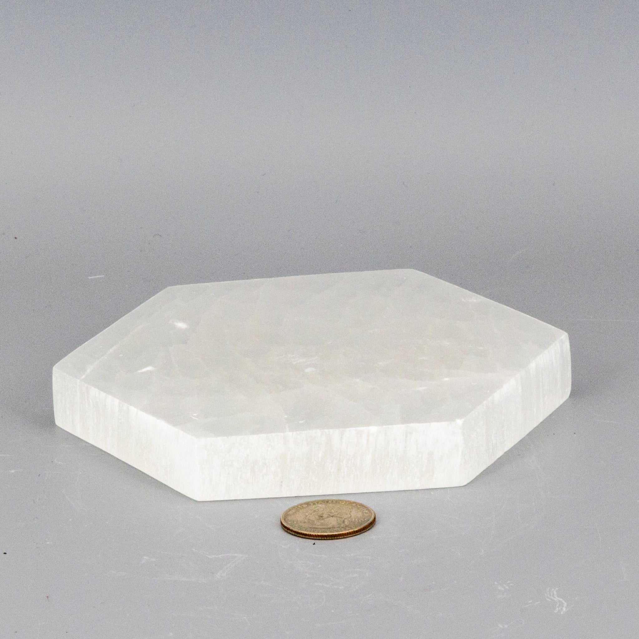 Selenite Hexagonal Charging Plate - Natural Crystal Cleansing Disc 548g Crystal Destiny