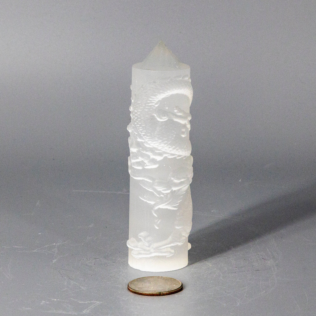 Selenite and Shungite "CNC Machine" Carved Dragon Towers