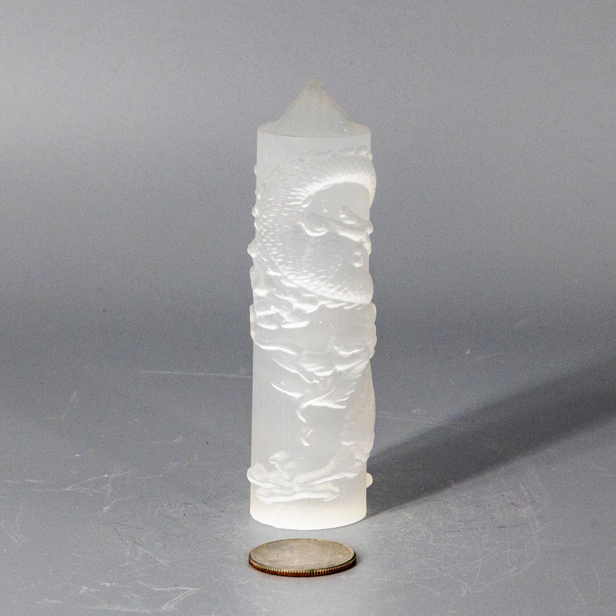Selenite and Shungite "CNC Machine" Carved Dragon Towers
