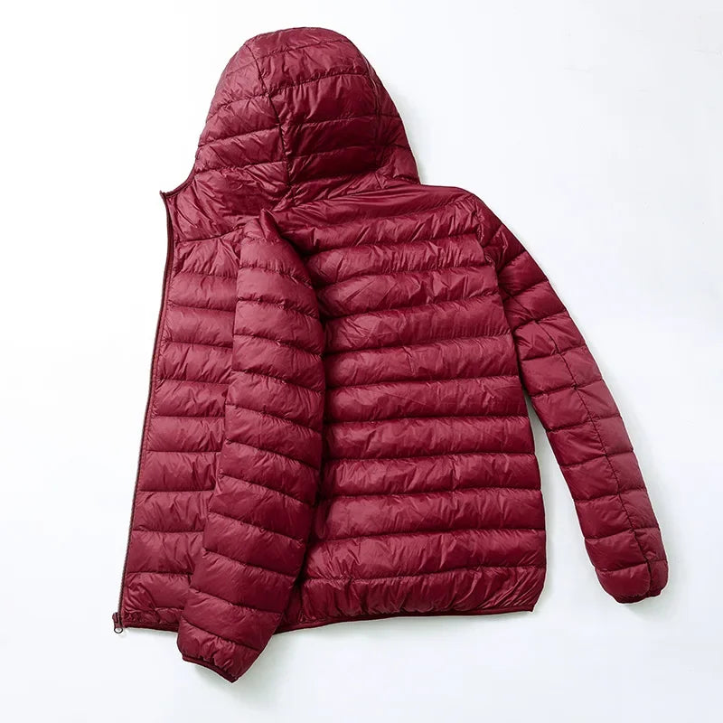 Lightweight Down Cotton Coat Men's Winter Cropped Jacket Stand Collar Hooded Outerwear