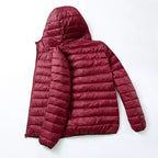 Lightweight Down Cotton Coat Men's Winter Cropped Jacket Stand Collar Hooded Outerwear