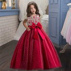 New Christmas Party Princess long dress children's dress children's gauze lace birthday party dinner ball big butterfly dress