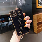 Luxury Women Silicone Phone Case Cover With Wrist Chain Bracelet for iPhone  Wristband Bracelet Hand Holder Cover for iPhone 13 12 11 Pro Max plating Case Heart Chain Cases for iPhone 7 8 Plus XR XS Max X Stevvex