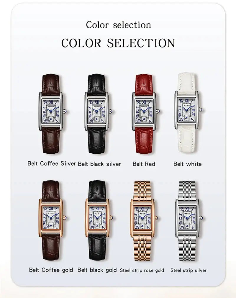 SANDA 1116 New Fashion 2024 Elegant Design Rectangle Dial Water Resistant Quartz Movement Business Women Analog Wrist Watch