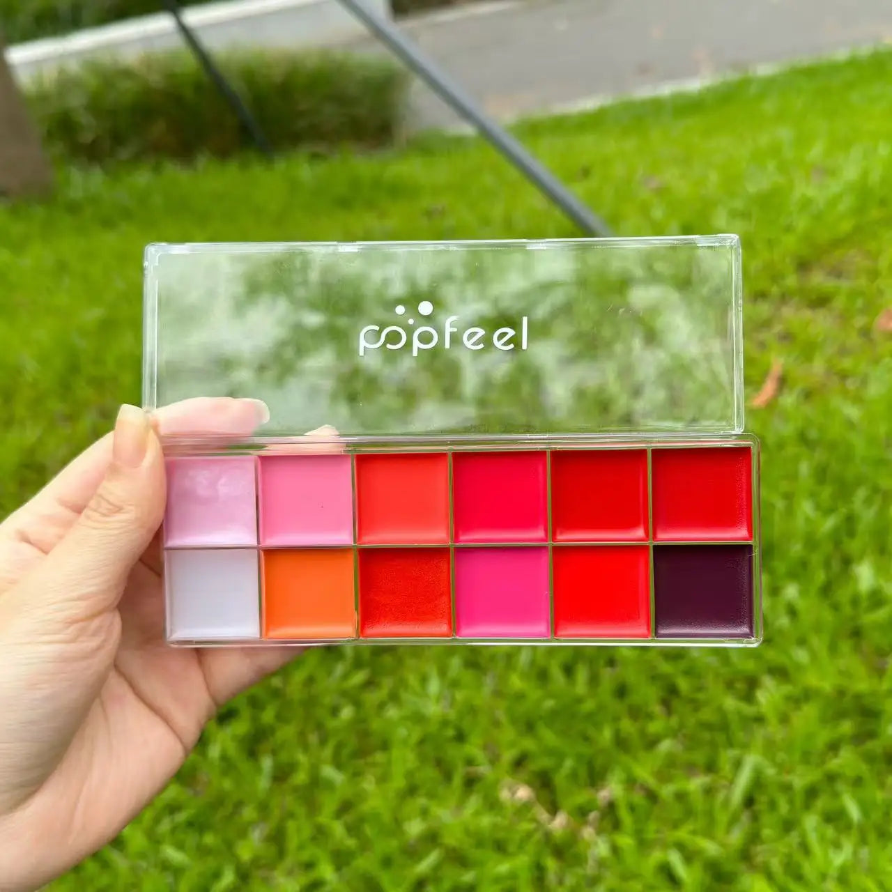 POPFEEL 12 Color Long-Lasting 2-in-1 Lipstick & Blush Palette - Lightweight, Hydrating Formula for Effortless Beauty。 Lootquake LLC