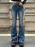Women Flare Stretch Moustache Jeans Fashion Skinny Bell Bottom High Waist Gray Denim Pants Lady Classic Y2K Punk Long Trousers Lootquake LLC