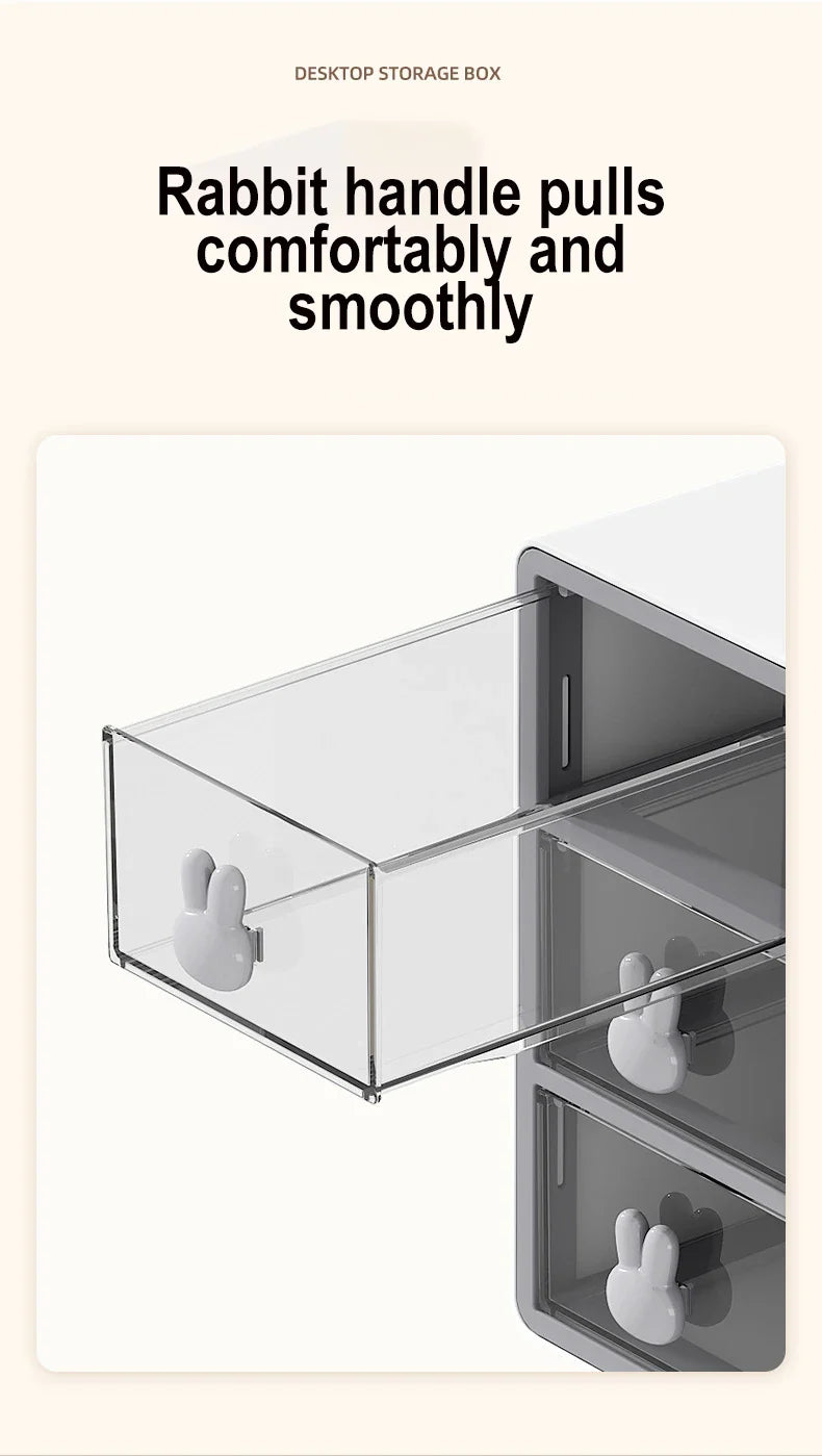 Desktop Storage Box Transparent Drawer Home Storage Box Stationery Box Office Files Stationery Organizer Cosmetics Drawer Box