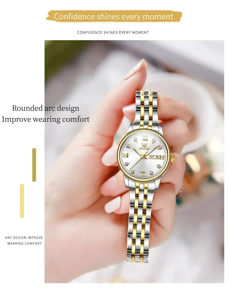 OLEVS Luxury Brand Quartz Watch for Women Stainless Steel Waterproof Ladies Wristwatch Fashion Diamond Dial Women's Watch New In