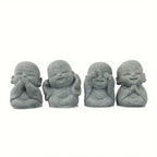 Buddha Stone Statue Little Buddhist Monks Tibetan Buddhism Figurines Zen Garden Ornament Meditation Home Aquarium Decoration Lootquake LLC