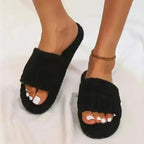 Thick Bottom Embossed Cotton Fur Women Slippers
