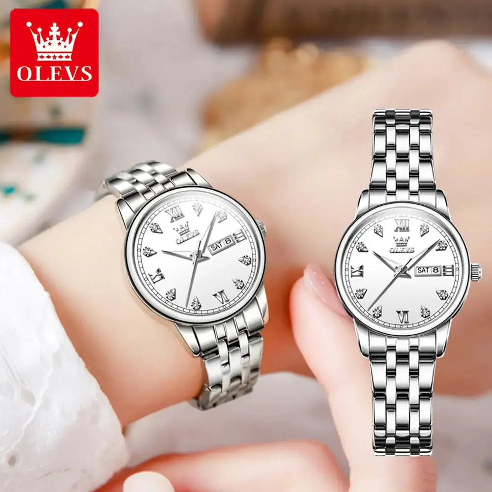 OLEVS Luxury Brand Quartz Watch for Women Stainless Steel Waterproof Ladies Wristwatch Fashion Diamond Dial Women's Watch New In