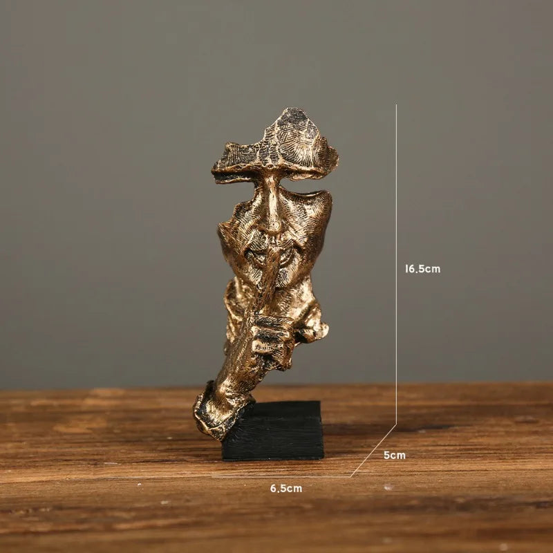 New Creative Abstract Silence Is Gold Abstract Figurine Resin Hand Face Men Statue Sculpture Home Office Living Room Desk Decor Lootquake LLC