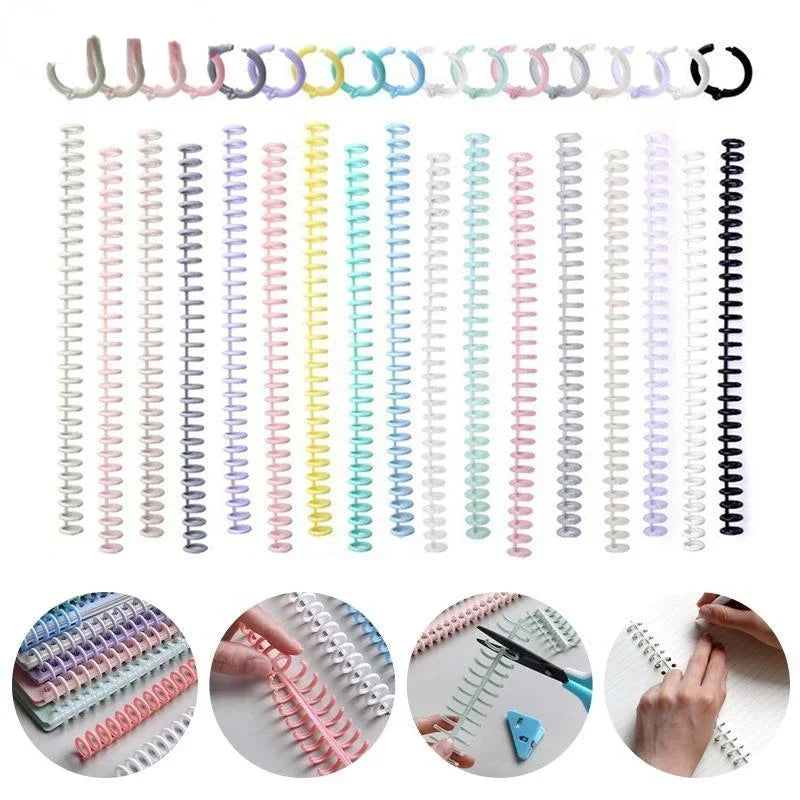 5pcs Loose-leaf Binding Ring Spring Spiral Rings Plastic Binder Strip 30 Holes For A4 Paper Notebook Stationery Office Supplies Lootquake LLC