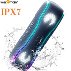 WISETIGER Bluetooth Speaker Outdoor IPX7 Waterproof 25W BT5.3 Loudspeaker Stereo Surround Speaker with Cool Pulsing EQ Lights Lootquake LLC