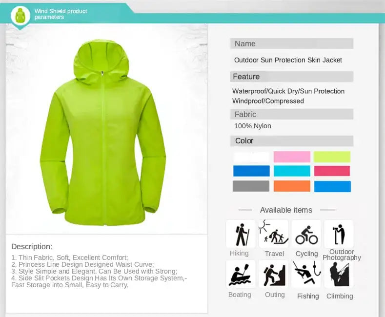 Camping Waterproof Jacket Men Women Windbreaker Men Raincoat Rain Jacket Men Waterproof Hiking Climbing Clothes Sun Protection