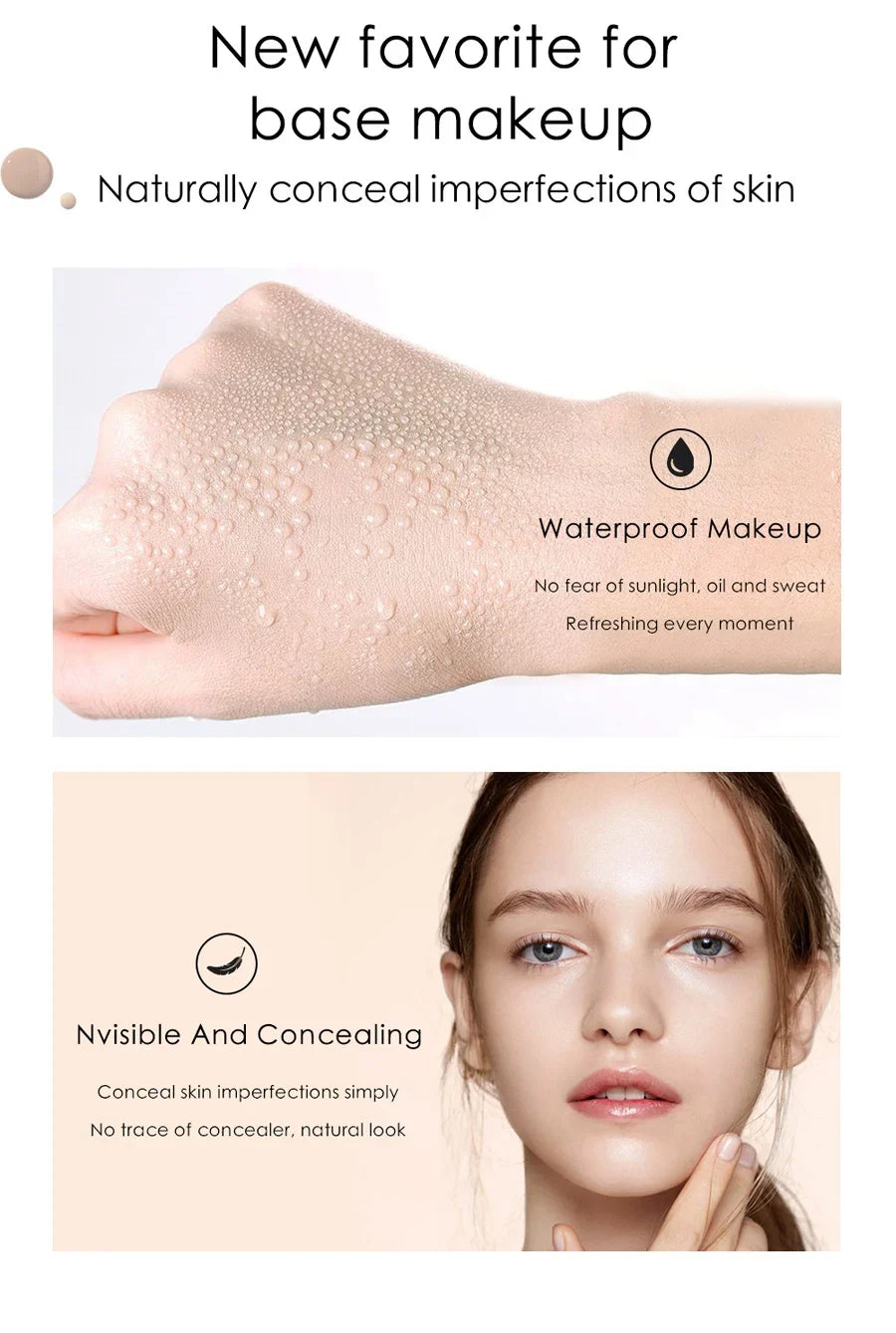 TLM TUM Liquid Foundation Cream Professional Full Coverage Face Concealer Waterproof Makeup Base Brighten Cover Dark Circles30ML Lootquake LLC