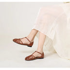 ZAROY Summer Cross Strap Flat Sandals Women Round Toe Ankle Buckle Hollow Casual Roman Sandalia Zapatos De Mujer сандали