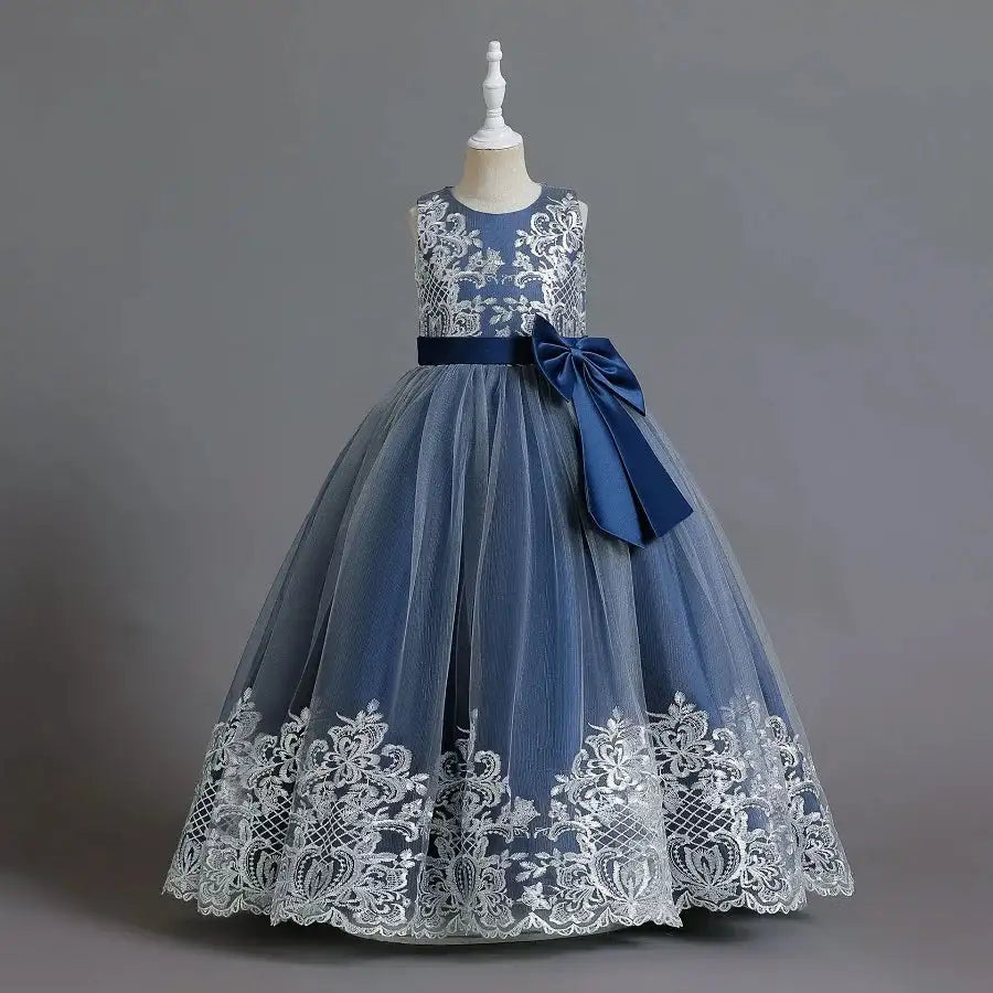New Christmas Party Princess long dress children's dress children's gauze lace birthday party dinner ball big butterfly dress