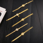 Luxury Women Watch Rhinestone Gold Bracelet High Quality Classic Stainless Steel Watches Quartz Women Wristwatch Gift for Woman