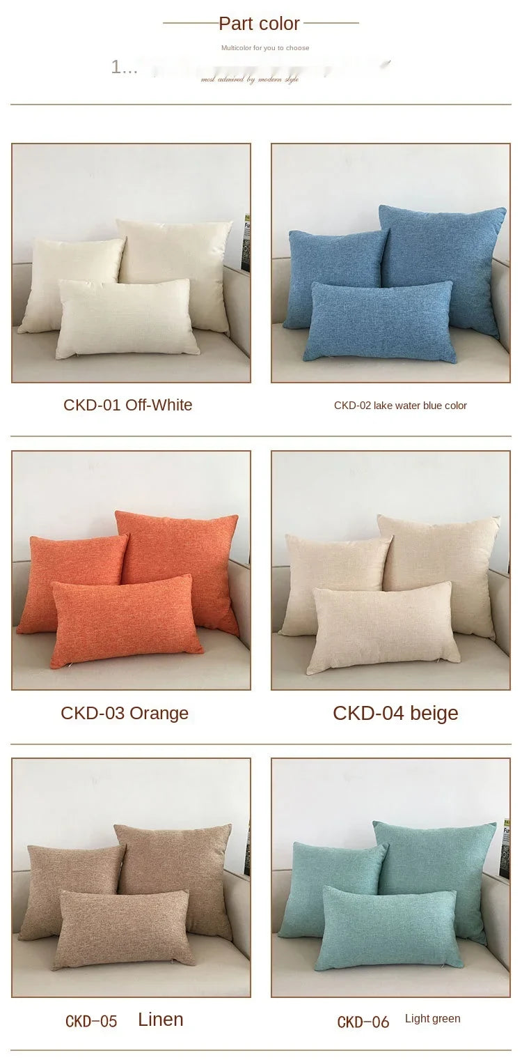 Solid Sofa Cushion Cover 30x50/40x40/45x45/40x60/50x50/55x55/60x60cm Decorative Throw Pillow Case For Car Seat Chair