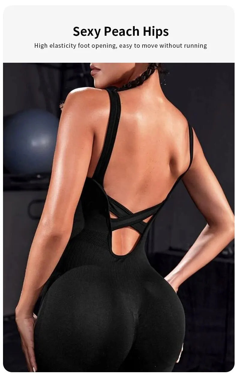 FlexiFit Backless Bodycon Yoga Jumpsuit THRIXINE