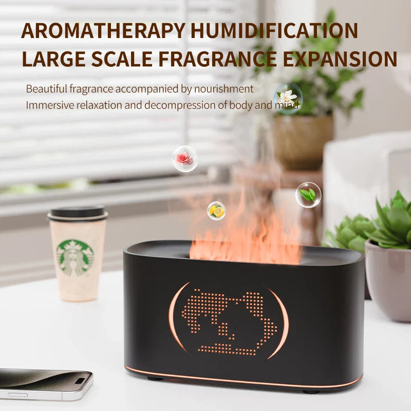 Map Humidifier Colorful Gradient Flame Aroma Diffuser Home Hotel Desktop USB Air Humidification Lootquake LLC