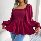 Loose Fit Chiffon Blouse - Elegant Polyester Top | Femstylo - SJB-DIAMOND ELITES
