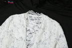 Weird Puss Embroidery Ruffles Dress Women Sexy Deep V-Neck Slits See Through Solid Tassel Petal Cuffs Street Elegance Vestidos