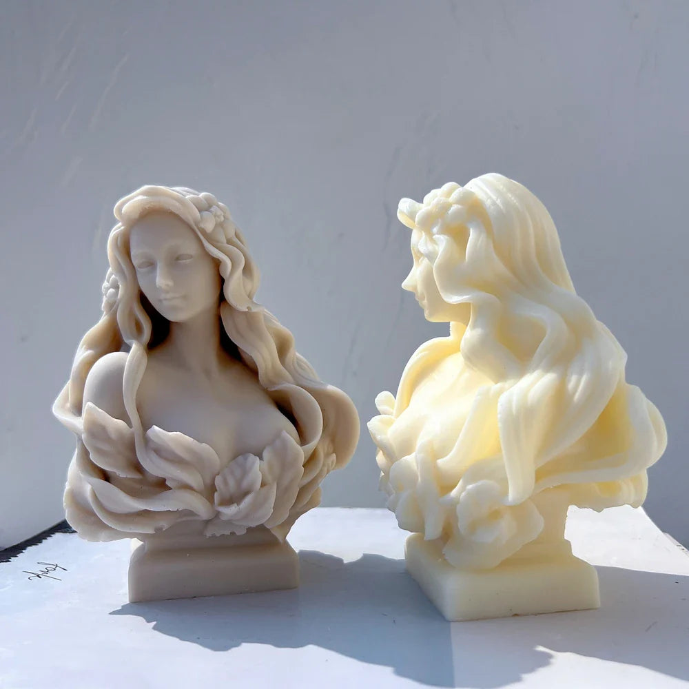 Beautiful Lady Statue Candle Mold Goddess Female Bust Silicone Molds Greek Art Woman Sculpture Soy Wax Tool Lootquake LLC