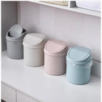 Mini Desktop Bin Small Trash Can Tube with Cover Bedroom Trash Can Garbage Can Clean Workspace Storage Box Lootquake LLC