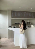 Summer Vacation Dress Thailand Style Open-back Halter Neck Age-reducing Photography Beach Long Dress Belted
