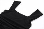 Ruched Bodycon Maxi Dress | Square Neck Slip Dress -femstylo