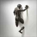 Creative Imitation Copper Wall Sculptures Statue For Unique Touch Resin Rock Climbing Man Background Wall Art 3D Through Wall Lootquake LLC