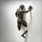 Creative Imitation Copper Wall Sculptures Statue For Unique Touch Resin Rock Climbing Man Background Wall Art 3D Through Wall Lootquake LLC