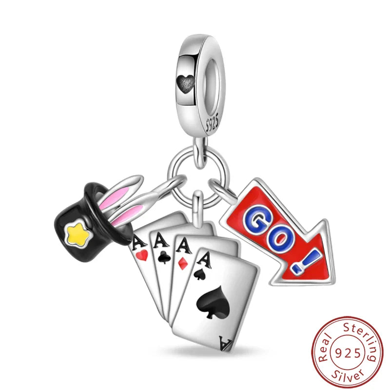 S925 Sterling Silver Princess Golf Hamster Camera Travel Three Piece Set Charms Beads 3mm DIY Fine Jewelry Making Lootquake LLC