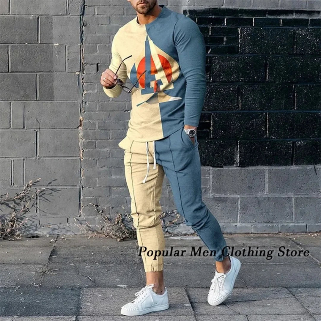 Men Long Sleeved T Shirt+Trousers Tracksuit 2 Piece - SJB-DIAMOND ELITES