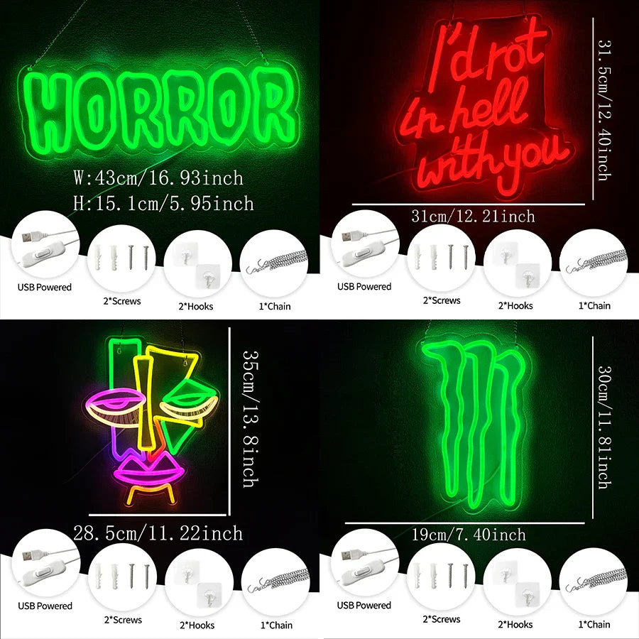 Halloween Neon Sign For Wall Decor,Light Up Sign For Coffee,Stores Window Porch Front Door Home Bar,Salon,Halloween Decoration Lootquake LLC