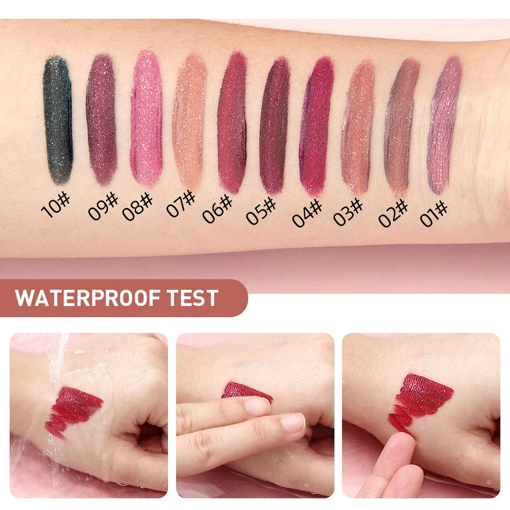 QIBEST Waterproof Diamond Shimmer Glitter Lipgloss Matte Liquid Lipstick Shiny Pearl Lip Glaze Long Lasting LipTint Women Makeup Lootquake LLC