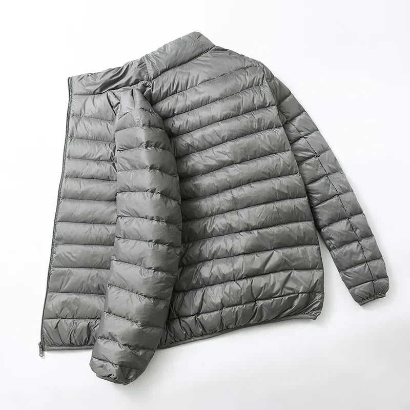Lightweight Down Cotton Coat Men's Winter Cropped Jacket Stand Collar Hooded Outerwear