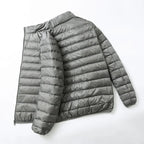Lightweight Down Cotton Coat Men's Winter Cropped Jacket Stand Collar Hooded Outerwear