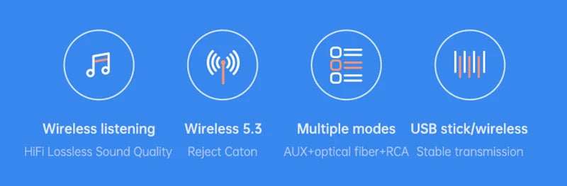 Bluetooth 5.3 Audio Receiver Support USB U-Disk Play Wireless Adapter R/L 2 RCA/3.5MM AUX/Optical Fiber Jack For Car Kit Speaker Lootquake LLC
