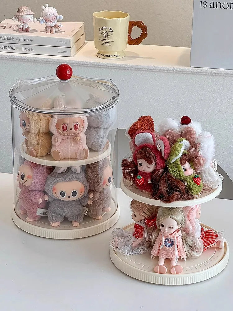 Labubu Rotating Display Box, Transparent Acrylic, Plush Doll Hand-Made Dust-Proof Labubu Pendant Storage Box. Lootquake LLC