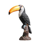 Toucan on Stump Statue Resin Ornament Lovely Hand Painted Waterproof Height 31cm Bird Model for Park Landscape Versatile Lootquake LLC