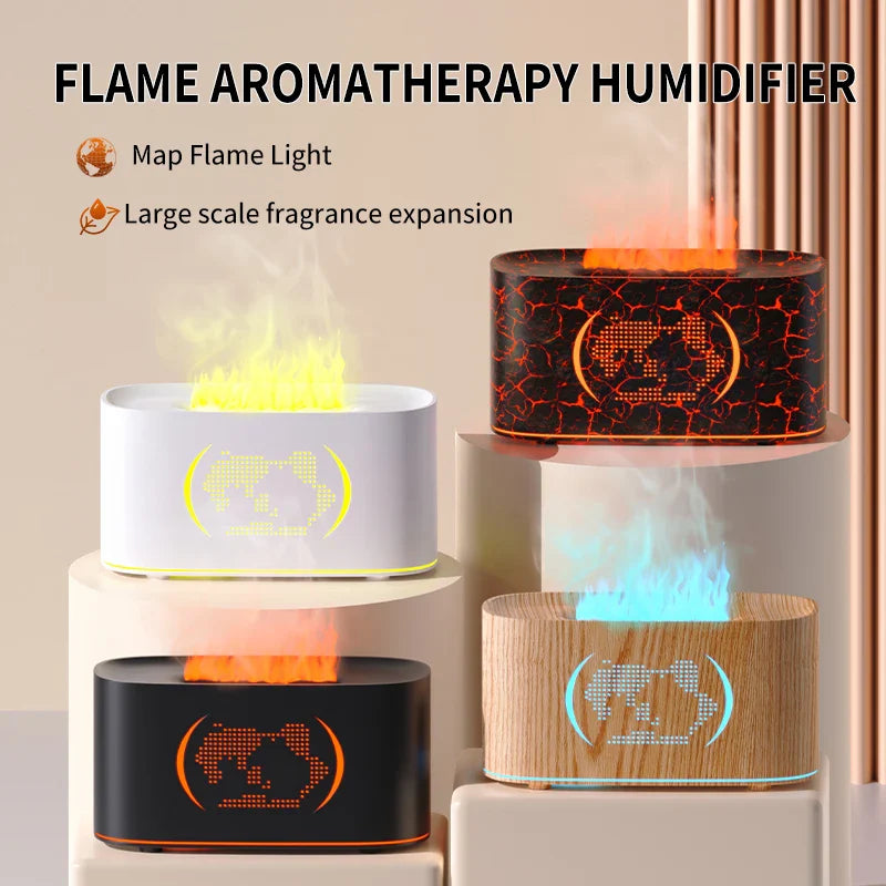 Map Humidifier Colorful Gradient Flame Aroma Diffuser Home Hotel Desktop USB Air Humidification Lootquake LLC