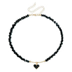 Fashion Heart Beaded Necklace for Women Boho Elegant Irregular Crystal Chain Y2K Choker Exquisite Party Gift Jewelry Accessories