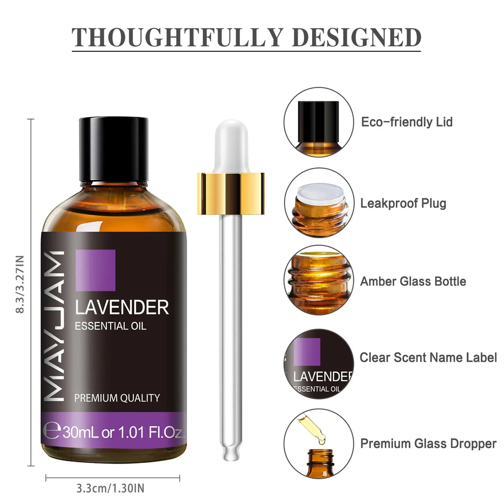 MAYJAM 1PCS 30ML Aromatherapy Essential Oil Lavender Vanilla Jasmine Eucalyptus Peppermint Aroma Oil for Diffuser Candle Soap Lootquake LLC